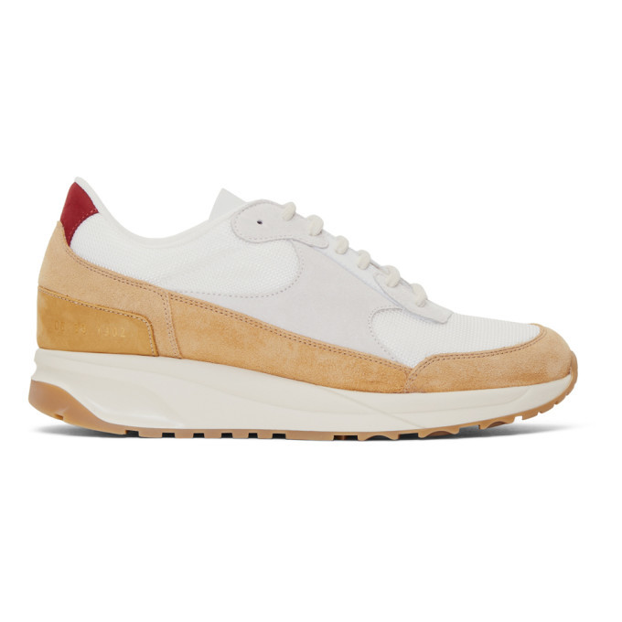 Common Projects Tan And White Suede New Track Sneakers, $324 | SSENSE ...