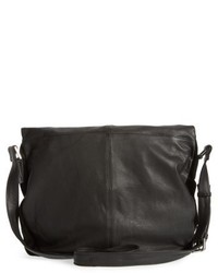 Topshop Sam Leather Suede Shoulder Bag Black