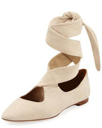 The Row Elodie Lace Up Ballet Flat Neutral