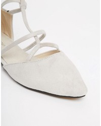 Glamorous Stone Suede Caged Flat Shoes