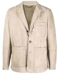 Ajmone Button Up Leather Jacket