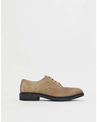 Tommy Hilfiger Flexible Dressy Brogue Suede Shoes In Beige
