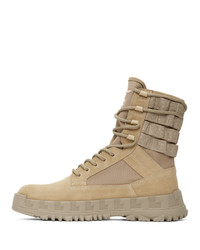 Versace Beige High Sneaker Boots