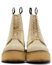 R13 Beige Single Stack Suede Boots