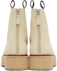 R13 Tan Suede Single Stack Lace Up Boots
