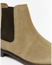 Asos Chelsea Boots In Stone Suede With Back Pull Wide Fit Available