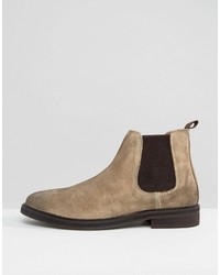 Asos Chelsea Boots In Stone Suede With Chunky Sole