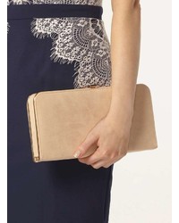 Dorothy Perkins Nude Faux Suede Box Clutch Bag