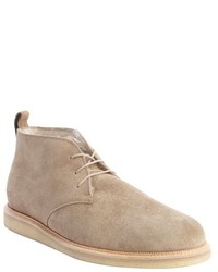 Gucci Pale Khaki Suede Shearling Lined Chukka Boots
