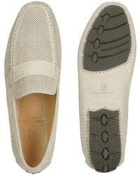 Moreschi Portofino Beige Perforated Suede Driver Shoes