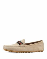Beige Suede Driving Shoes by Gucci 