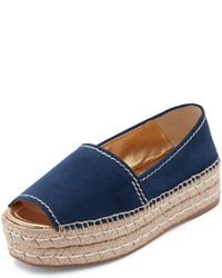 Prada Suede Peep Toe Platform Espadrille