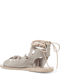 Ancient Greek Sandals Antigone Lace Up Suede Sandals Gray