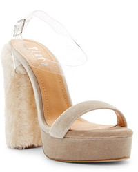 Tiara Alison Faux Fur Block Heel Sandal