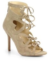 Isa Tapia Ghillie Heart Cutout Suede Lace Up Sandals