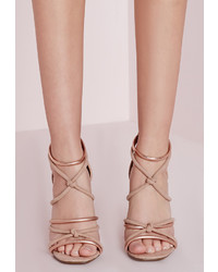 Missguided Knot Front Heeled Sandals Rose Gold
