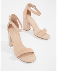 New Look Real Suede Barely There Block Heeled Sandal