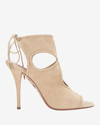 Aquazzura Sexy Thing Cut Out Suede Sandal Nude