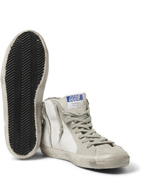 Golden Goose Deluxe Brand Distressed Leather And Suede High Top Sneakers