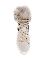 Eleventy Hi Top Fur Detail Sneakers