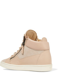Giuseppe Zanotti Leather And Suede High Top Sneakers Neutral