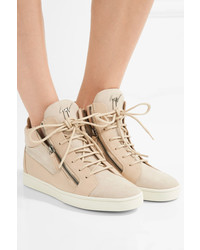 Giuseppe Zanotti Leather And Suede High Top Sneakers Neutral