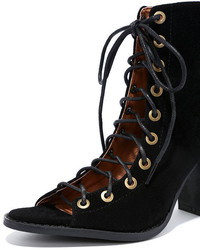 Wild World Black Suede Lace Up Booties