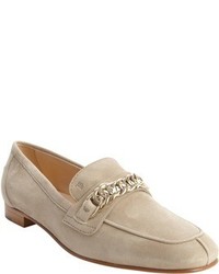 Tod's Beige Suede Rolo Chain Loafers