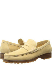 a. testoni Unlined Suede Penny Loafer W Lug Sole Slip On Shoes