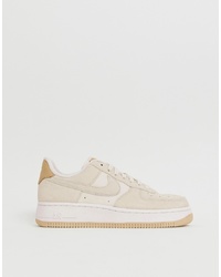 Nike Air Force 107 Trainers In Off White Suede