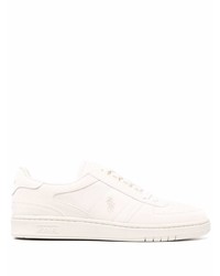 Polo Ralph Lauren Logo Embroidered Low Top Leather Sneakers