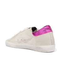 Golden Goose Deluxe Brand Med Glittered Distressed Suede Sneakers