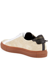 Givenchy Urban Street Colorblock Suede Low Top Sneaker Beige