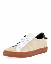 Givenchy Urban Street Colorblock Suede Low Top Sneaker Beige