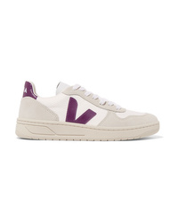 Veja V 10 Rubber And Med Mesh And Suede Sneakers