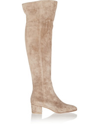Gianvito Rossi Suede Over The Knee Boots Beige