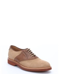 Brunello Cucinelli Brown Suede And Leather Brogue Detail Shoe