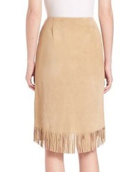 Polo Ralph Lauren Fringed Suede Wrap Skirt