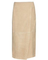 Vince Wrap Over Suede Midi Skirt