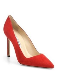 Manolo Blahnik Bb Suede Point Toe Pumps