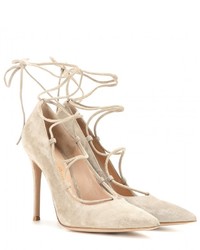 Gianvito Rossi Fem Lace Up Suede Pumps