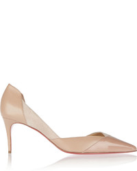 Christian Louboutin Tac Clac 70 Paneled Leather And Suede Pumps Sand