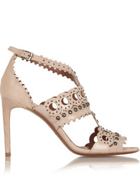 Alaia Alaa Laser Cut Patent Leather And Suede Sandals