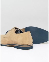 Asos Lace Up Shoes In Stone Suede With Contrast Sole