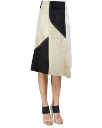 Derek Lam Colorblock Abstract Suede Skirt