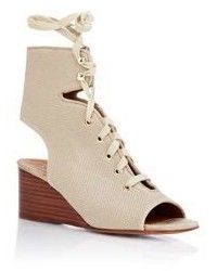 Chloé Canvas Gladiator Wedge Sandals Colorless