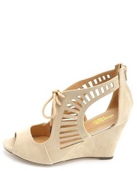 Charlotte Russe Laser Cut Lace Up Single Sole Wedges