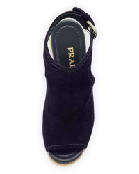 Prada Suede Open Toe Espadrille Glove Sandal