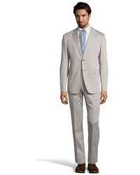 Armani Beige Stretch Cotton Blend 2 Button M Line Suit With Flat Front Pants