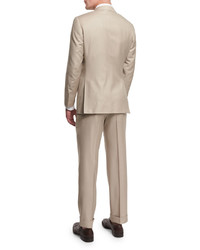 Canali Sienna Contemporary Fit Solid Two Piece Suit Tan